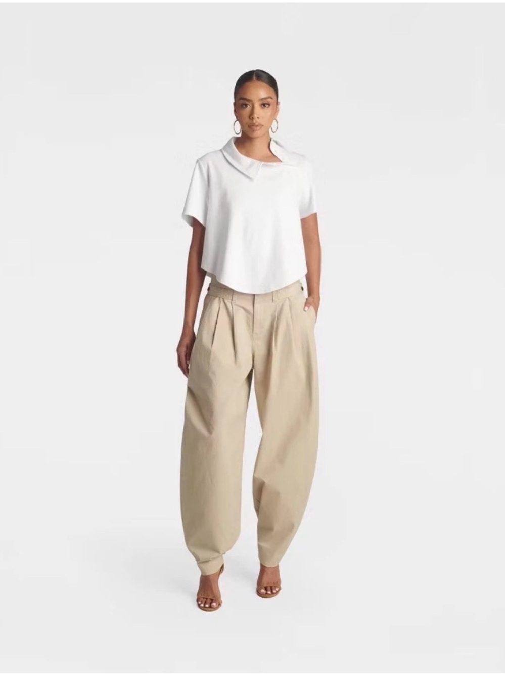 KBB by Kahlana The Barrel High Waist Trouser Women's Barrel Trousers Beige Size